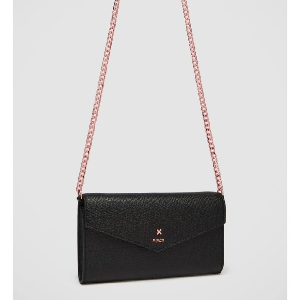 Mimco D-Vine Wallet Crossbody Bag In Black Rose Gold